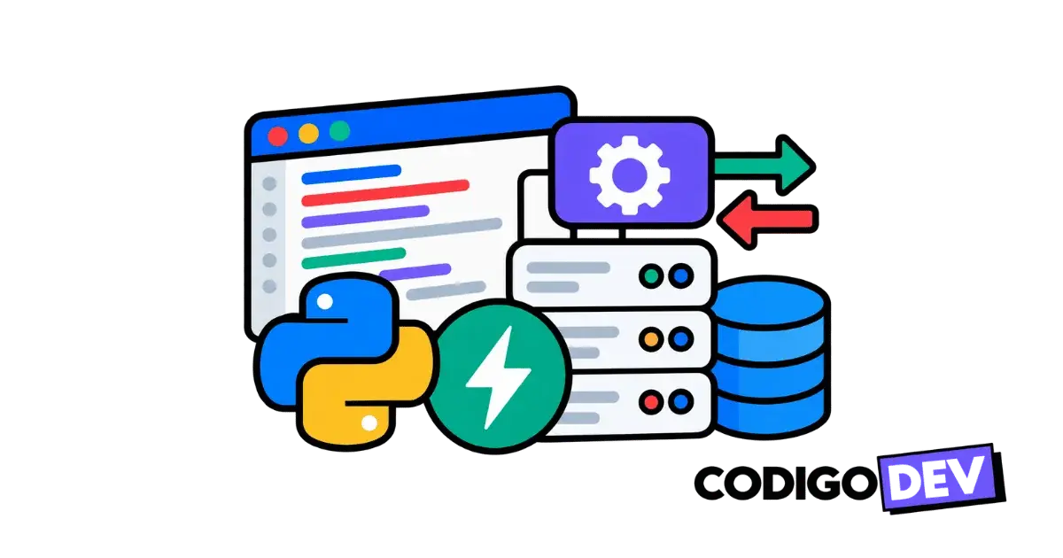 Ilustración de una API REST rápida construida con FastAPI y Python